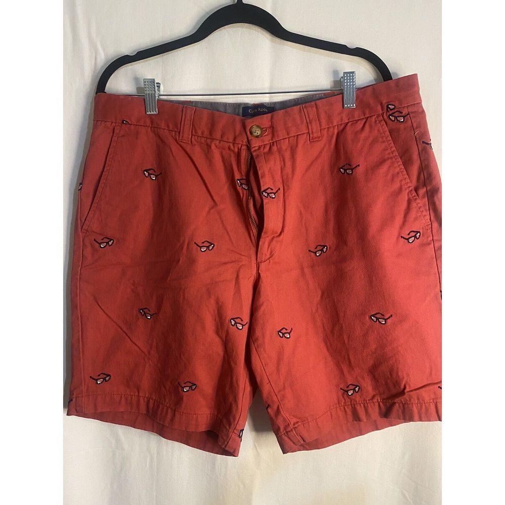 Eye Glass Chino Shorts!! Club Room Men's 36 Waist, Red Khakis